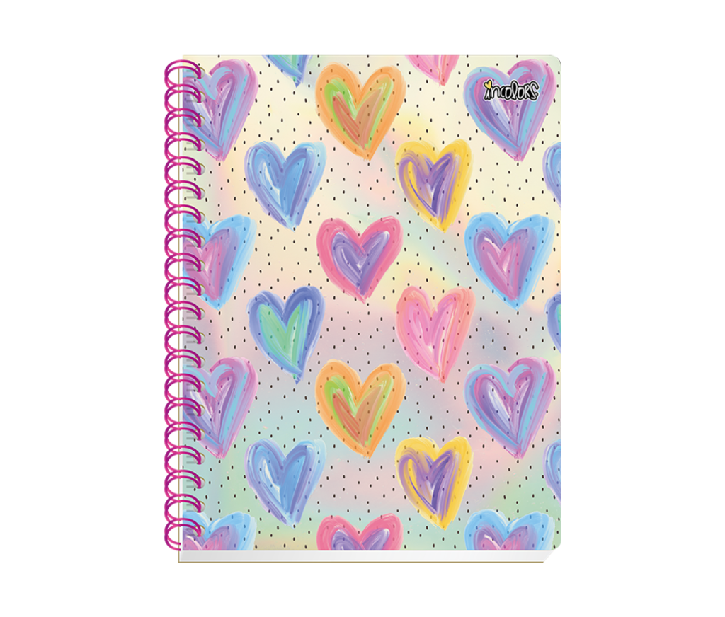 Cuaderno Incolors portada corazones colores