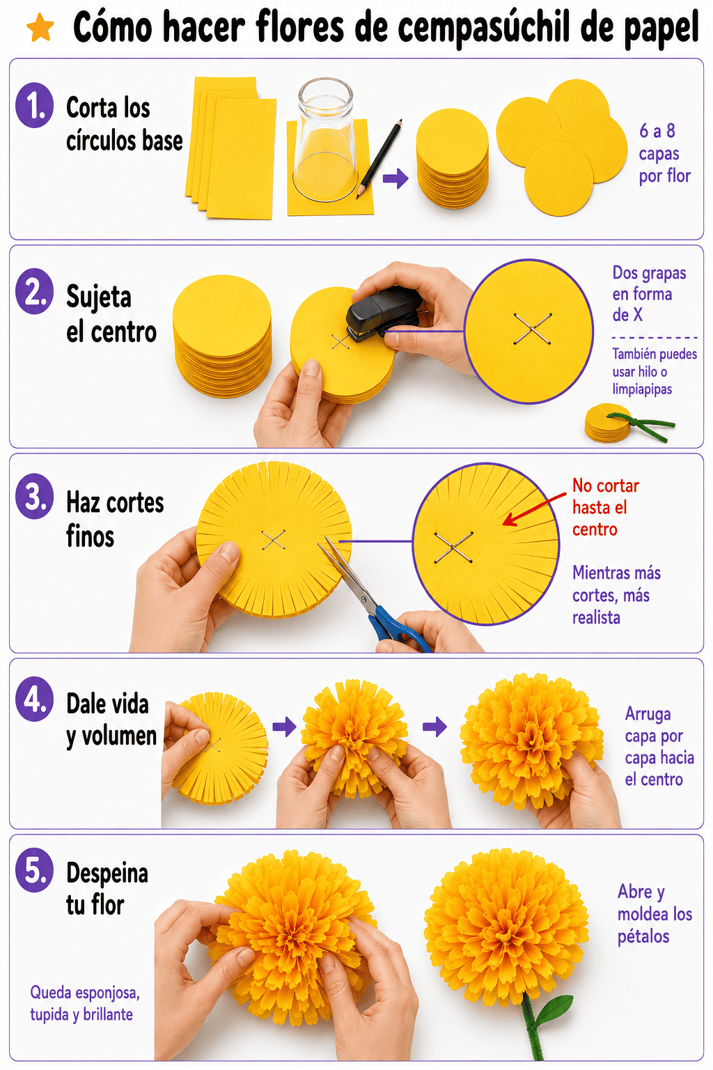 flores de papel crepe como hacerlas
